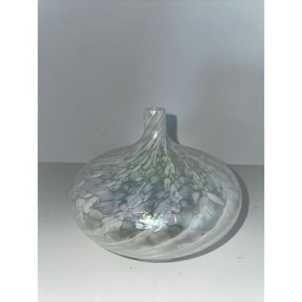 MSH ASH VINES 87 ROGER VINES MOUNT SAINT HELENS Swirl GLASS OIL LAMP IRIDESCENT